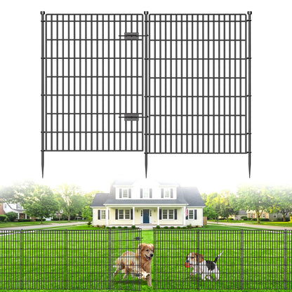 8 Panels No Dig Garden Fence with Gate, 48in(H) × 21ft(L) Decorative Metal Outdoor Dog Fence, Rustproof Pet Fencing for Yard, Patio, Flower Bed -Temporary Fencing| Easy to Install