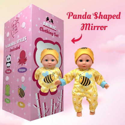 Soft Body Baby Doll with Accessories & 4 Sets of Animal Outfits, Realistic Baby Doll with Clothes & Toys, 14 Inch Doll Play Set Wardrobe Closet, Baby Dolls for Girls, Kids Gift for 3 4 5 Year Old