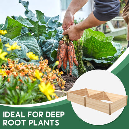 AMERLIFE 8x4 Ft Wood Raised Garden Bed, Durable 15 Inch Depth Planter Box for Vegetables, Herbs, and Flowers, Ideal for Outdoor Gardening with Open Base