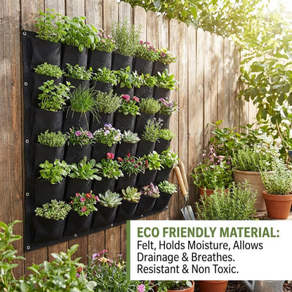 Peosaard Wall Planter, Vertical Garden Planter with 36 Pockets, Living Wall for Indoor Outdoor Use, Thick Non-Woven Fabric Planting Bag (Black, 39.4"x39.4"), Vertical