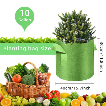 Ohiyoo 10 Gallon Garden Grow Bags, 30 Pack 10 Gal Planter Bags Fabric Pot, Nonwoven Grow Pots Heavy Duty Aeration Fabric Pots with Handles, Garden Fabric Planters for Vegetables Flowers (Green)