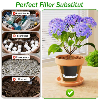 3PCS Round Planter Inserts for Large Tall Pots, 15.7" Stainless Steel Flower Pot Lift Insert Portable Planter Accessories Circular Plant Riser for Inside Pots with Drainage Hole, Use Less Potting Soil
