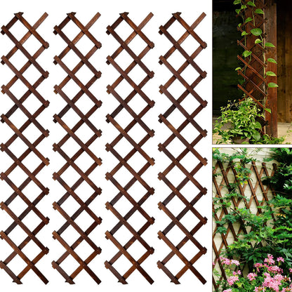 4 Pcs Expandable Garden Trellis, 13" x 68" Thickened Wooden Lattice Trellis for Climbing Plants Outdoor Ivy Vine Rose Clematis for Garden Fence Wall Patio Room Decor (4)