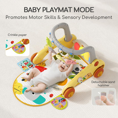 7 in 1 Baby Push Walkers Gym Play Mat for Baby Boys Girls 6-12 Months,Activity Center Rocking Toy Balance Bike Board for Toddlers 1-3,Sit to Stand Walker,Early Learning Push Toys Gifts for Infant