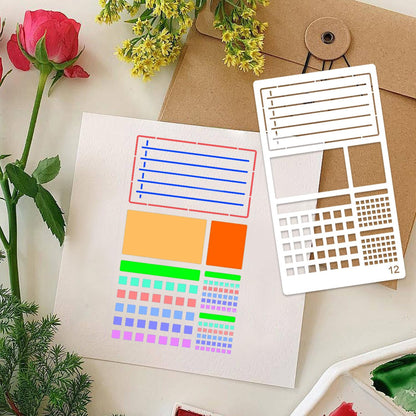 36 Pieces Journal Stencils for Bullet Dot Journaling Notebook Scrapbook, 4 x 7 Inch Planner Stencil DIY Drawing Templates Accessories Supplies Kit for Planners Cards Decorations (Journal)