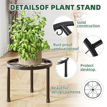 Simple Trending Metal Plant Stand Indoor Outdoor, Heavy Duty Flower Pots Stand, Anti-Rust Iron Plant Pot Shelf Holder for Multiple Plant (5 Pack Black)