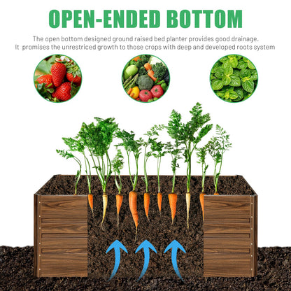 SnugNiture 2 Pcs 4x2x2FT Raised Garden Bed Galvanized Planter Garden Boxes Outdoor, Deep Root Planter Raised Bed for Vegetables Flowers Herbs,Brown