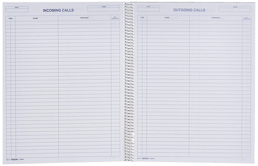 Rediform Call Register Book, Spiral Binding, 11" x 8.5", 100 Pages, 37 Messages Per Page (RED50111) (50111)