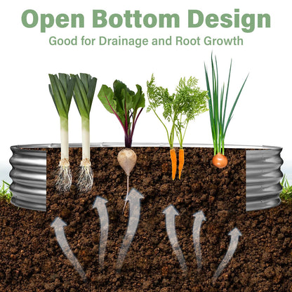 TATAANTY Raised Garden Bed for Outdoor: 4x2x1ft Durable Metal Vegetable Plant Container Kit - Oval Planter Box for Gardening Flower Trough Galvanized - 1 Pack
