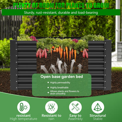 Doniks Raised Garden Bed, 4×2×1ft(2pcs) Large Outdoor Metal Planter Box,60 Gal Soil Capacity, Galvanized Raised Garden Bed Kit for Flower Plants, Fruits, Vegetable Herbs