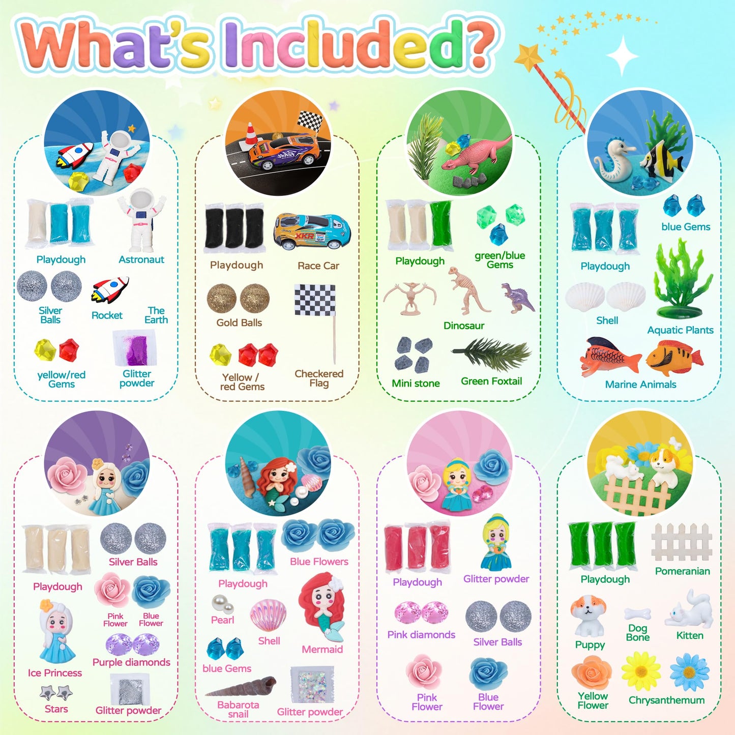 8-Pack Play Dough Jars, Reusable Sensory Play Kit for Kids, Non-Toxic, Educational Creative Playdough,Perfect Party Favors, Goodie Bags,Birthday Gifts for Boys Girls,Ideal for Home Preschool Classroom
