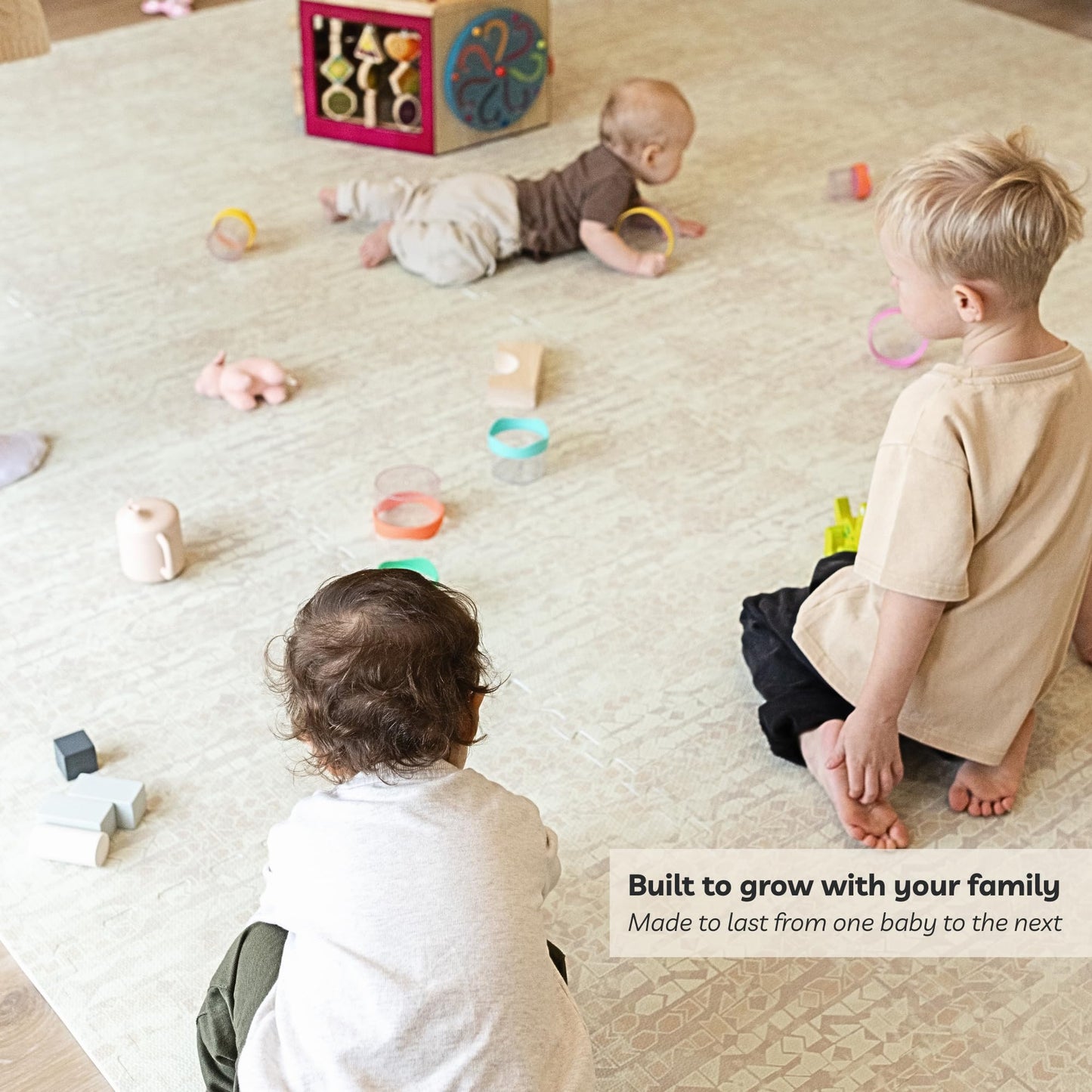 Little Landings Baby Play Mat for Floor - Sandstone (6x6ft) - Premium EVA Foam Play Mat for Babies & Toddlers (Ages 0-5+) Non-Toxic Playmat for Tummy Time, Crawling & Playroom - Stylish & Comfortable