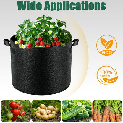 COZYDIG 5 Pack 10 Gallon Plant Grow Bags Thickened with Durable Handles,Heavy Duty Nonwoven Fabric Pots for Tomato,Potato,Strawberry,Vegetable,Fruits and Flowers