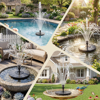 AISITIN 3.5W Solar Fountain for Bird Bath, Floating Solar Water Fountain Pump with 6 Interchangeable Nozzles, Outdoor Solar Water Pump for Garden Pond, Aquarium, Fish Tank, Pool
