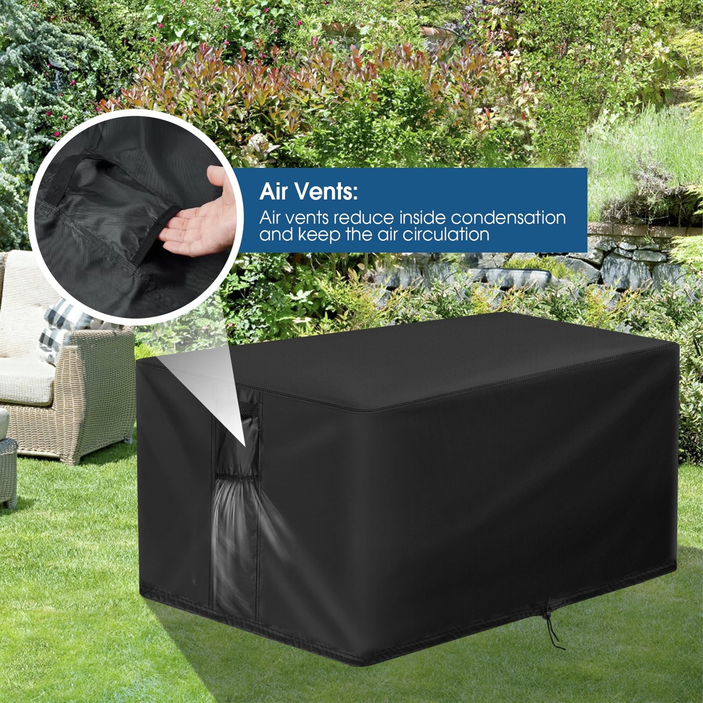 Velfree Fire Pit Cover Rectangular 51 Inch, Outdoor Fire Table Cover Rectangle, Waterproof Heavy Duty Cover for Patio Fireplace/Gas Firepit Table/Patio Propane Firepit- 51 x 31 x 25 Inch