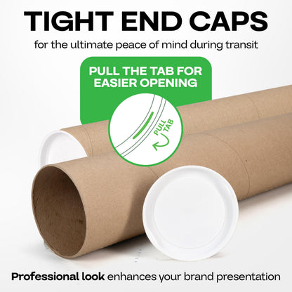 IDL Packaging Cardboard Mailing Tube, 4" x 48" with Plastic Caps - USA-Made USPS Approved Poster Tube for Documents & Blueprints - Reinforced Mailing Cylinders for Shipping & Storage