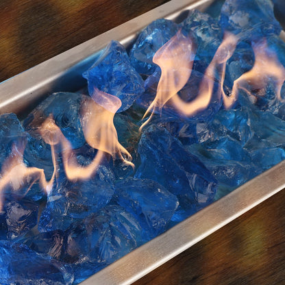 Mr. Fireglass Crushed Fire Glass for Natural or Propane Fire Pit, 10 Pounds Decorative Recycled Fireplace Glass Rocks for Fire Pit Fireplace and Landscaping, High Luster Turquoise