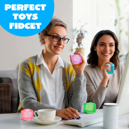 JOYIN 4 Pack Stress Cube, 2'' High Density Cube Fidget Toy, Stress Relief with Slow Rising Sensory Squishy Toys for Kids Adults, Birthday Gifts, Party Favors, Classroom Prizes for Boys Girls