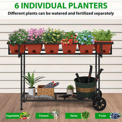Vrisa Elevated Raised Garden Bed Outdoor with Legs 43x17x29 in Plastic Standing Planter Box with Storage Shelf and Wheels Vegetables Herbs Flowers Gardening Boxes for Backyard, Patio, Balcony, Black