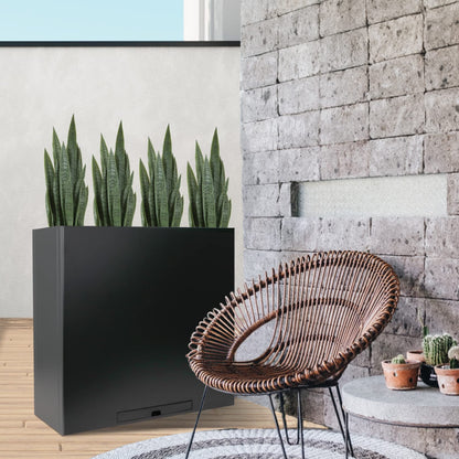 Worth Garden 3ft Artificial Snake Plant Fake Sansevieria Indoor Outdoor, 28 Thick Leaves Lifelike Faux Silk Plant, Home Decor Mother in Law Tongue Plant 35in, with Black pot & Dry Moss Included, Green