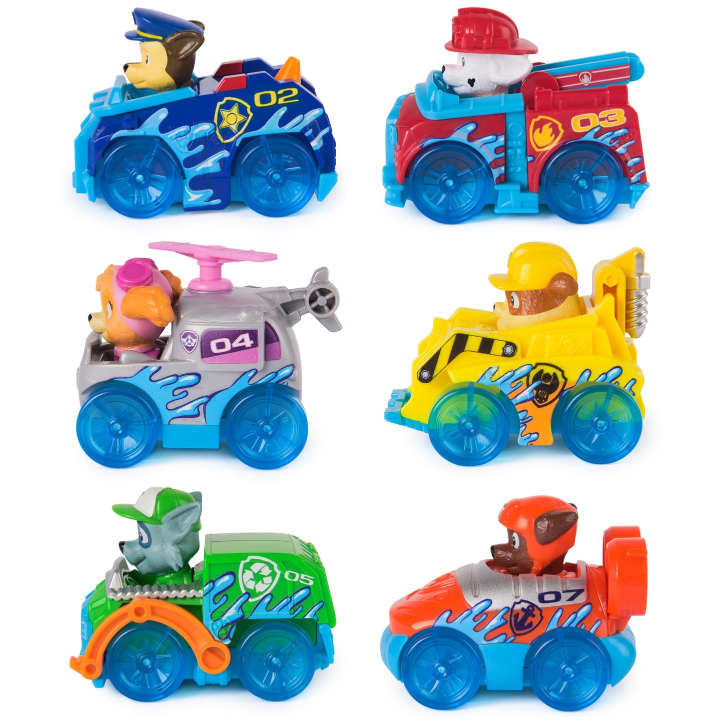 PAW Patrol Pup Squad Racers, 6-Pack of PAW Patrol Vehicles with Chase, Marshall, Skye, Rubble, Rocky, & Zuma, Kids Toys for Boys & Girls Ages 3 and Up