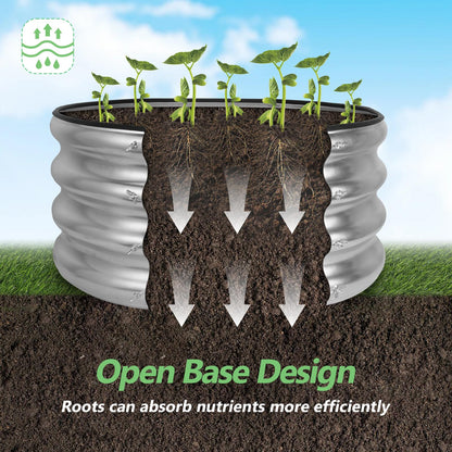 Liyarya 2 Pack 2x2x1ft Round Galvanized Raised Garden Bed Kits, Raised Garden Beds Metal Planter Outdoor Easy Assembly Garden Bed for Planting Vegetables, Fruits & Flowers, Sliver
