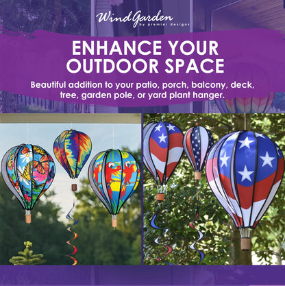 Premier Kites 18” Pop-Open Hot Air Balloon Hummingbirds – Durable Oxford Fabric, Reinforced Fiberglass Frame, Easy Click-Lock Assembly, Heavy-Duty Non-Tangle Hub, Outdoor Wind Spinner Decoration
