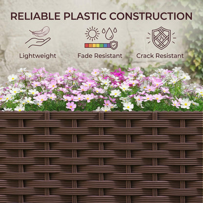 Outsunny Planter Box with Trellis, Self Watering Raised Garden Bed with Lockable Wheels, Privacy Trellis Planter with Drainage Holes for Climbing Plants, Vegetables, Flowers, 56.3", Brown