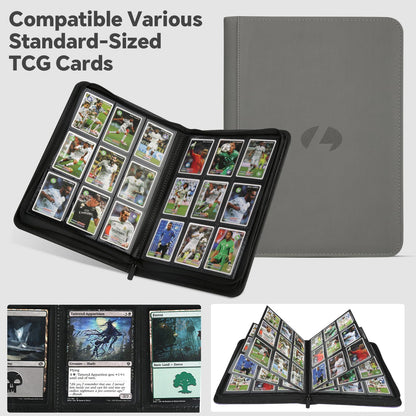 Trading Card Binder, Premium 9-Pocket Double Sided 540 Pocket PU Card Collection Binder, Collectible Trading Card Albums for MTG, TCG, Sports Cards (Grey)