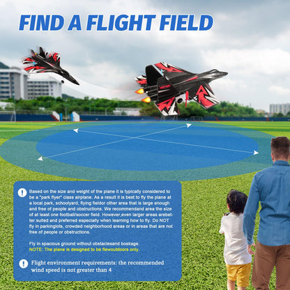 Fremego SU27 RC Plane, 2.4GHZ RC Airplane Ready to Fly Remote Control Airplane W/ 2 Batteries & 6-axis Gyro Stabilizer, 2CH RTF Hobby RC Glider for Beginners Kids Boys Girls Adults