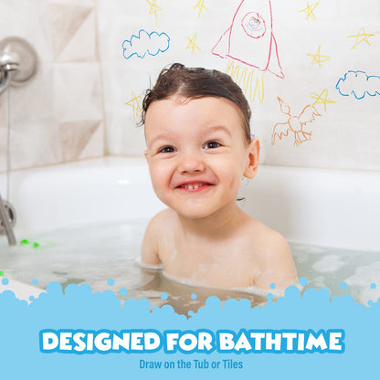 Tub Works® Smooth™ Bath Crayons Bath Toy, 24 Pack | Nontoxic, Washable Bath Crayons for Toddlers & Kids | Unique Formula Draws Smoothly & Vividly on Wet & Dry Tub Walls | Hexagon Grip Bathtub Crayons