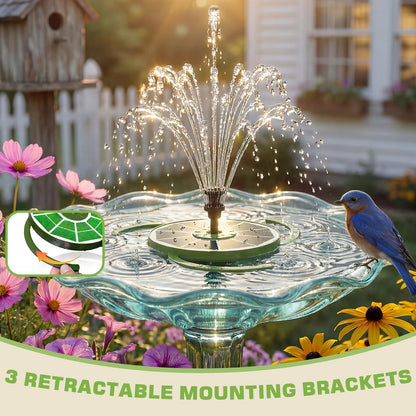 AISITIN 3.5W Solar Bird Bath Fountain with Built-in 1800mAh Battery, Solar Water Pump with 8 Nozzles, Solar Powered Floating Fountain for Outdoor Garden, Birdbath, Pond, Pool, Fish Tank - Dark Green