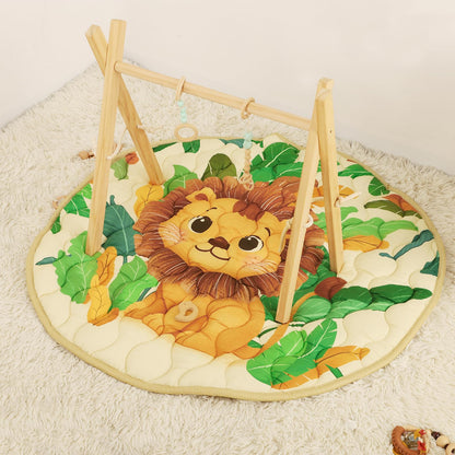 WINGHENLEE Baby Round Play Mat, Premium Thicker Foam Baby Mat for Floor, Tummy Time Foldable Baby Foam Play mat for Babies, 40 * 40 Round Anti-Slip Activity Mats for Infant and Toddler, Lion