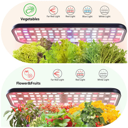 Indoor Garden Led Grow Light Planter Pots, Herb Kitchen Garden Grow Kit, Full Spectrum LED Plant Light for Plants, Height Adjustable Growing Lamp with Intelligent Controller (Black, 16*6.3*7.1 inch)