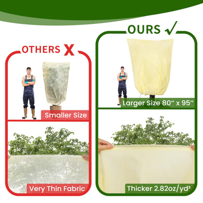 78x41inches Plant Covers Freeze Protection,2 Packs Thickened 2.82oz/yd² Frost Cloth for Outdoor Plants,Winter Tree Covers with Zipper&Drawstring,Plant Blanket for Winter Plant Covers Freeze Protection