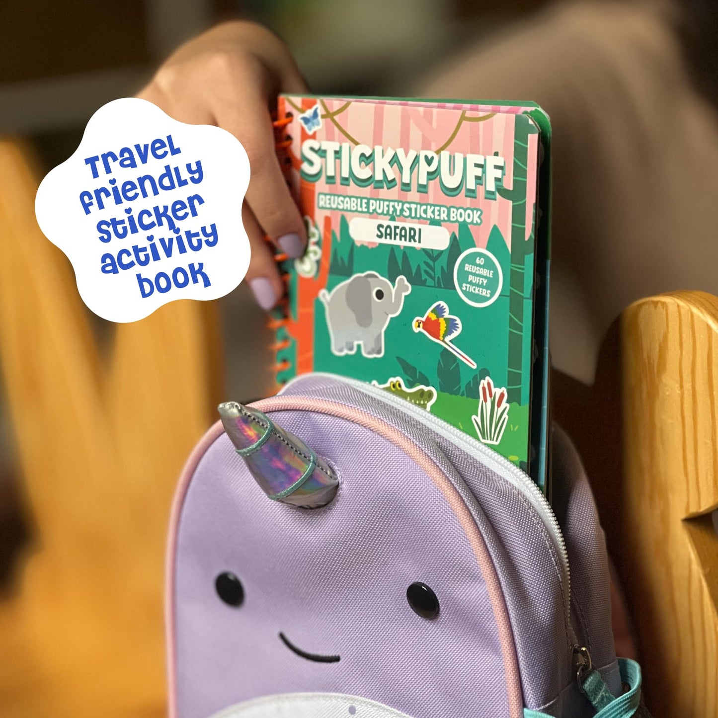 DINO MINI Stickypuff Value Pack - 3 Reusable Puffy Sticker Book for Toddlers - Puffy Stickers for Toddlers - Travel Activities for Kids Ages 4-8 - Screen Free Birthday Gifts (Animals)