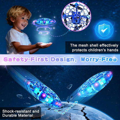 Vantexi Drone for Kids, 2026 Upgrade Flying Toys with LED, Hover Boomerang Mini Drone, Hand Operated UFO Flying Orb Ball, Christmas Birthday Gifts for 6 7 8 9 10 11 12+ Boys Indoor Outdoor (Blue)