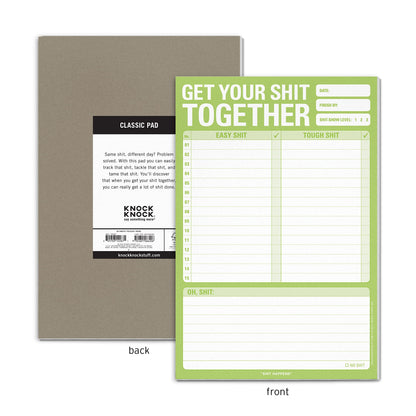 1-Count Knock Knock Get Your Shit Together Pad, To Do List Notepad & Daily Planner Pad, 6 x 9-inches (Green)