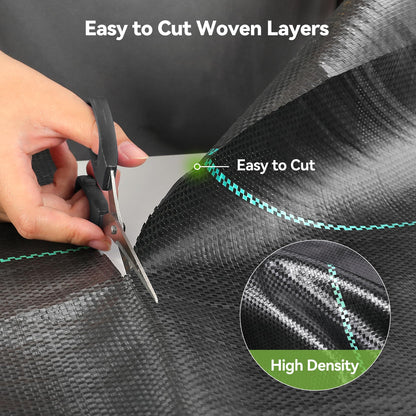 iropro 6ftx300ft Landscape Fabric 3.2oz Weed Barrier Fabric, Woven Weed Barrier Fabric Heavy Duty, Weed Control Cloth Geotextile for Underlayment, Gardening, Commercial Driveway Weed Block Cover Mat