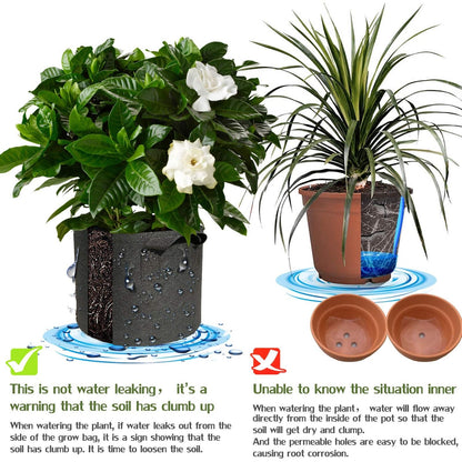 WIRETRAN 5 Pack 3 Gallon Grow Bags with Handles Garden Vegetable Flower Grow Bags Nonwoven Aeration Fabric Pots for Nursery Garden Planting