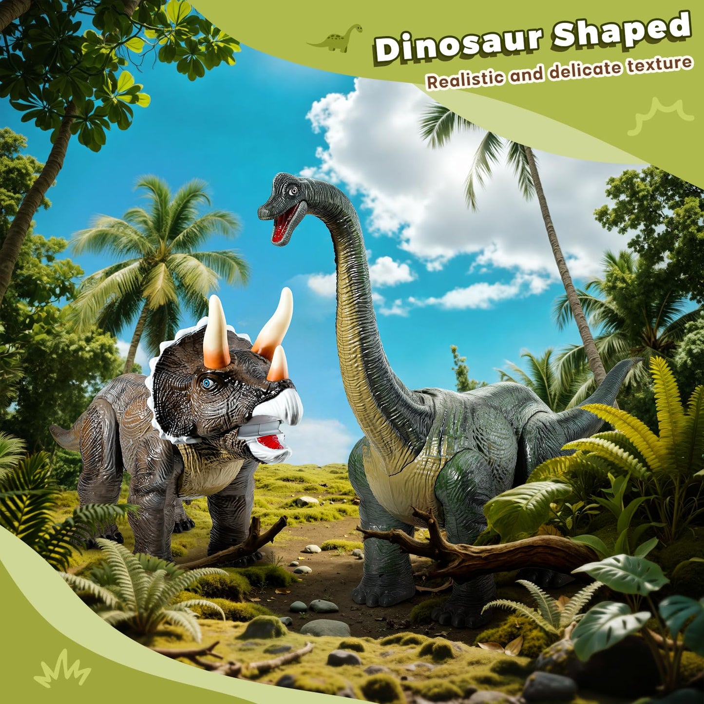 Dinosaur Ride On Toy Cars for Kids,Twinkoo Realistic Brachiosaurus Push Car with Three Sound Effects,Sound and Light Effects PP Wheels for Indoor/Outdoor Play,Best Gift for Kids(Brachiosaurus)