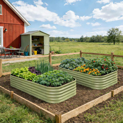 Annoell Galvanized Raised Garden Bed 6x4x1.5 ft, 18" Tall Modular Raised Flower Bed for Outdoor Plants Vegetable Herb Leafy Green, Metal Planter with Rust Resistant Coating - Moss Green