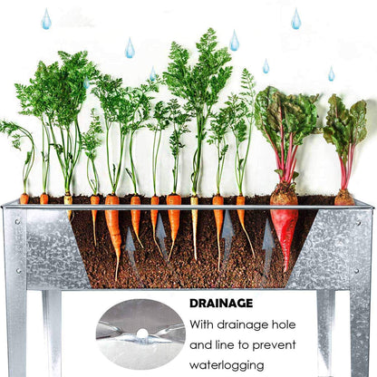FOYUEE Galvanized Raised Garden Bed for Vegetables Elevated Planter Box with Legs Outdoor Patio Apartment Herb Container Metal