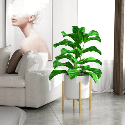 EKNITEY Adjustable Plant Pot Stand: Indoor Outdoor Modern Flower Holder Metal Plant Rack Organizer Planter Stand for Garden Patio Corner Bathroom Living Room Balcony Home Office (Gold)
