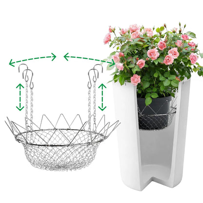 Adjustable Planter Inserts for Tall Planters Large Pots, 4 Hooks Fits in The Top Openings, Chain Planter Filler Elevate Plants, Plant Hanger for Outdoor Indoor Flower Potted
