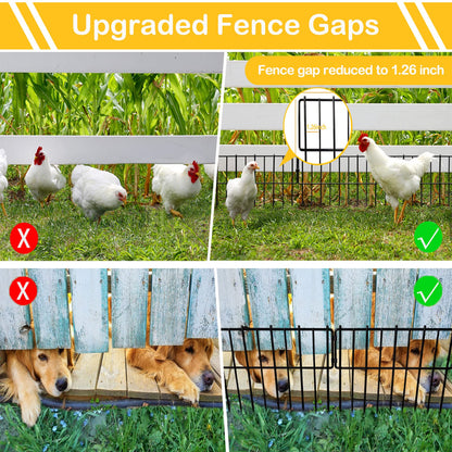 Animal Barrier Fence, 10 Pcs Upgrade 1.26 in Gap Decorative Fences No Dig Fence for Rabbits and Dog Ground Defense, Rustproof Metal Wire Garden Fence Border for Garden & Patio Landscaping