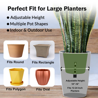 SENWELL-KA Adjustable Planter Inserts with Dual Telescopic Rods & Cross Connector, Upgraded Adjustable Plant Stand Insert with U-Shaped Clips, Heavy-Duty Plant Lifters for Inside Pots(2, White)