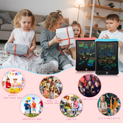 EooCoo Toddler Toys, LCD Writing Tablet for Kids 2 Pack, Toddler Travel Essentials Drawing Pad, Mess Free Coloring Books, Road Trip Activities, Age 3-5 Girls Boys Gifts - 8.5 Inch