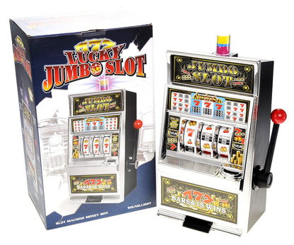 PowerTRC Jumbo Slot Machine Coin Bank | Casino Toy Slots Piggy Bank | Flashing Lights and Jackpot Sounds