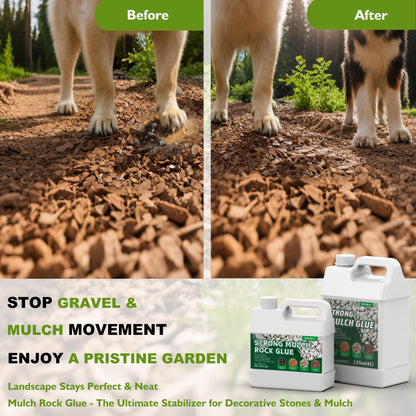 34 oz Clear Mulch Glue for Landscaping — Strong Rock Glue for Landscaping, All-Weather Anchor Binder Adhesive, Locks Down Gravel & Stones, Prevents Wind & Rain Erosion, Pet-Safe (Covers 100 sq ft)